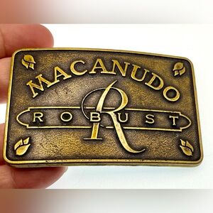 Vintage Belt Buckle Macanudo Cigar Antiqued Brass Tone